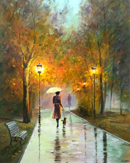 Рисуване по номера - Дъждовна есен, 40х50см