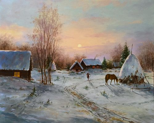 Рисуване по номера - Зимна утрин, 40х50см