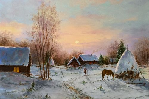 Рисуване по номера - Зимна утрин, 40х60см