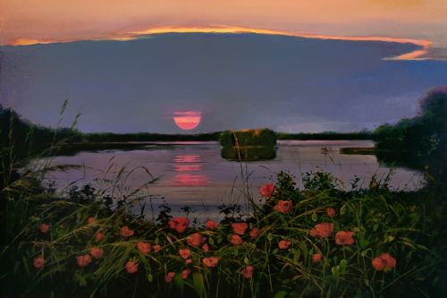 Рисуване по номера - Залез в червено, 40х60см
